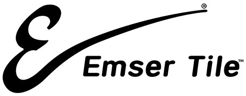 Emser Tile company logo in black and white with stylized text.